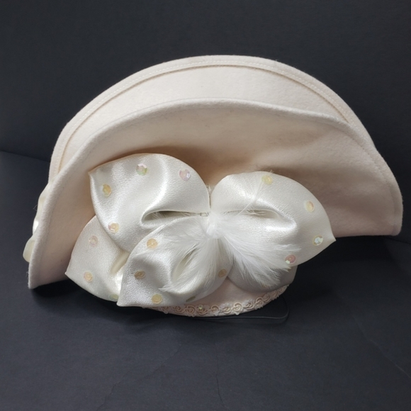 Vintage wool derby cream church hat main image 3
